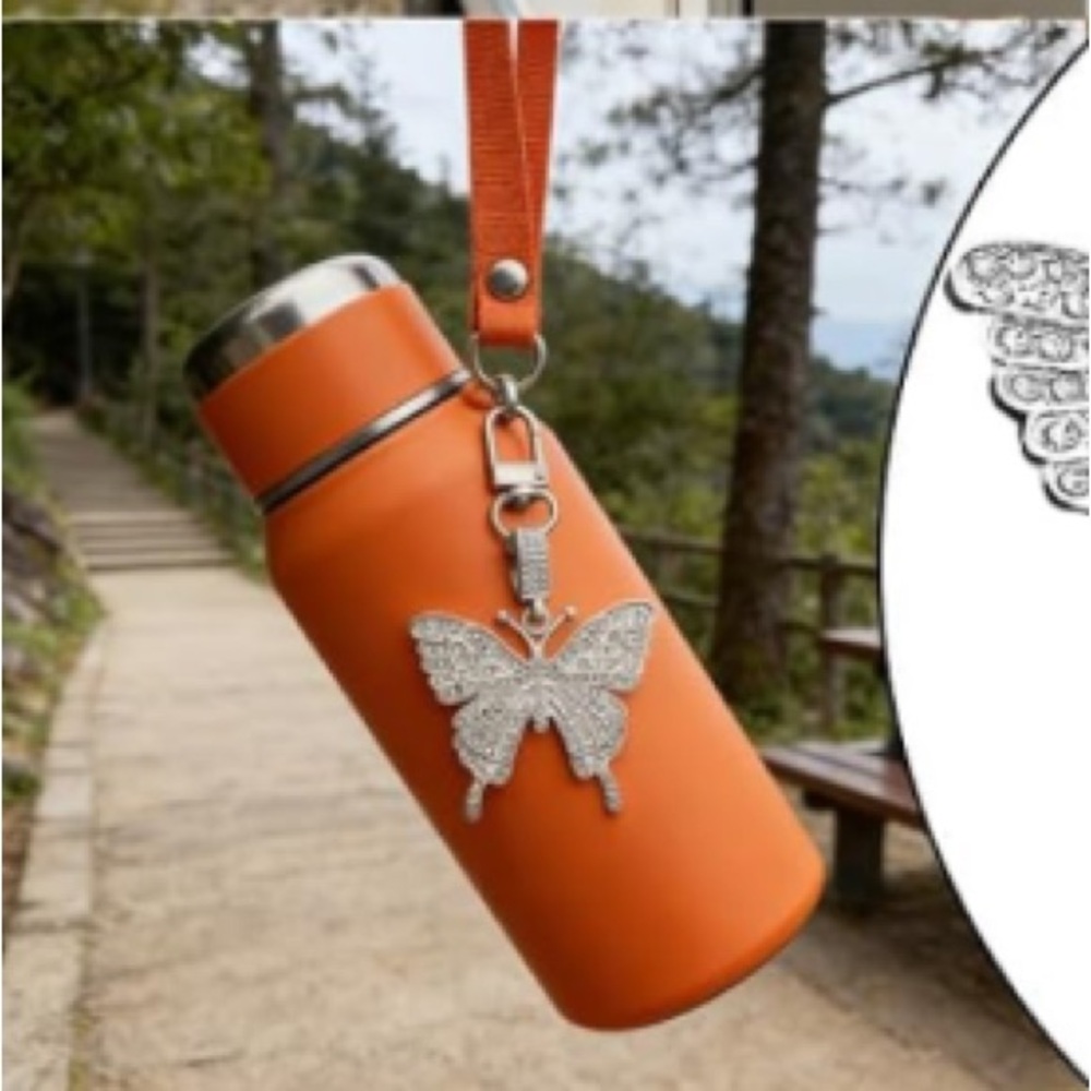 Silver crystal butterfly purse/bag charm keychain - Picture 6 of 7